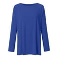 thumbnail image 5 of Blue Women's Long Sleeve T-shirt, Long Shirt Women'S Long Sleeve Oversize Basic Long Sleeve Pullover Tunic Crew Neck V Neck Long Sleeve Top Casual Plain Tops Spring Summer Cotton Blouses Long Sleeve,W, 5 of 7
