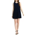 thumbnail image 2 of MODA NOVA Juniors Sleeveless Dress Crewneck Pleated Front Belted Chiffon Dress, 2 of 6