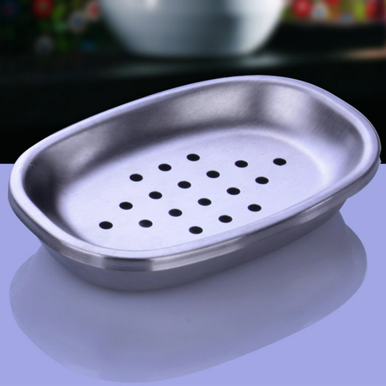 Ceramic Soap Dish Stainless Steel Soap Holder for Bathroom and Shower Double Layer Draining Soap Box