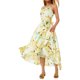 thumbnail image 4 of Txlixc Vestido de playa con estampado floral para mujer, estilo bohemio, sin mangas, cuello halter, volantes, cinturón ajustable, vestido de línea A Txlixc Casual, 4 of 9