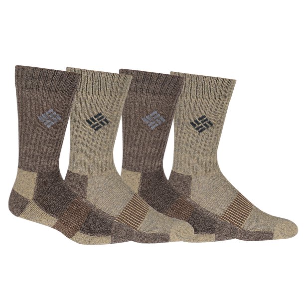 Calcetines redondos Columbia Moisture Control, paquete de 4, para hombre de 6 a 12 años, color marrón
