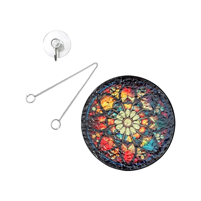 GUOOL Vitrail Suspendu Décor Acrylique Floral pour Chambre à Coucher Intérieure Extérieure A