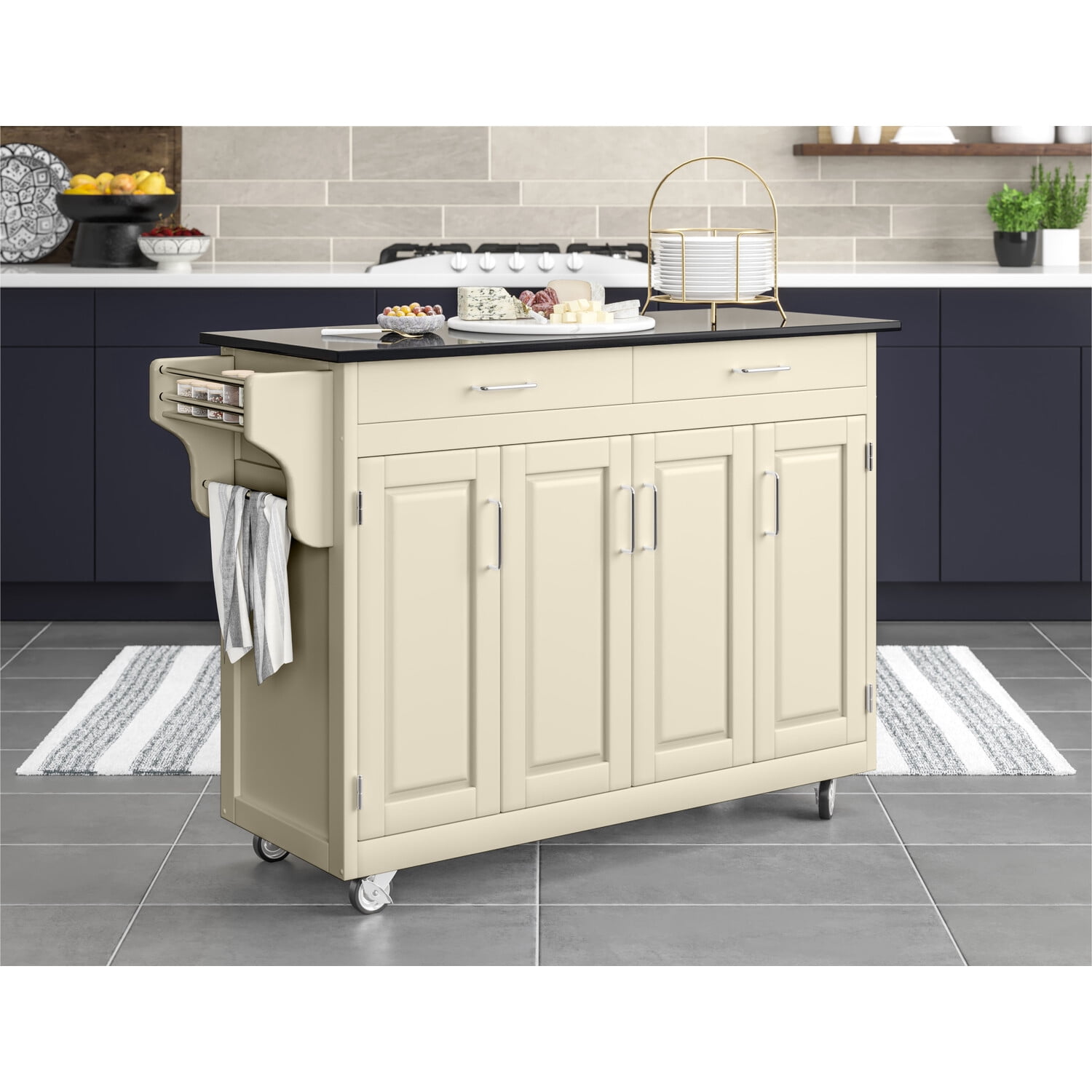 Create-a-Cart White Finish Black Granite Top