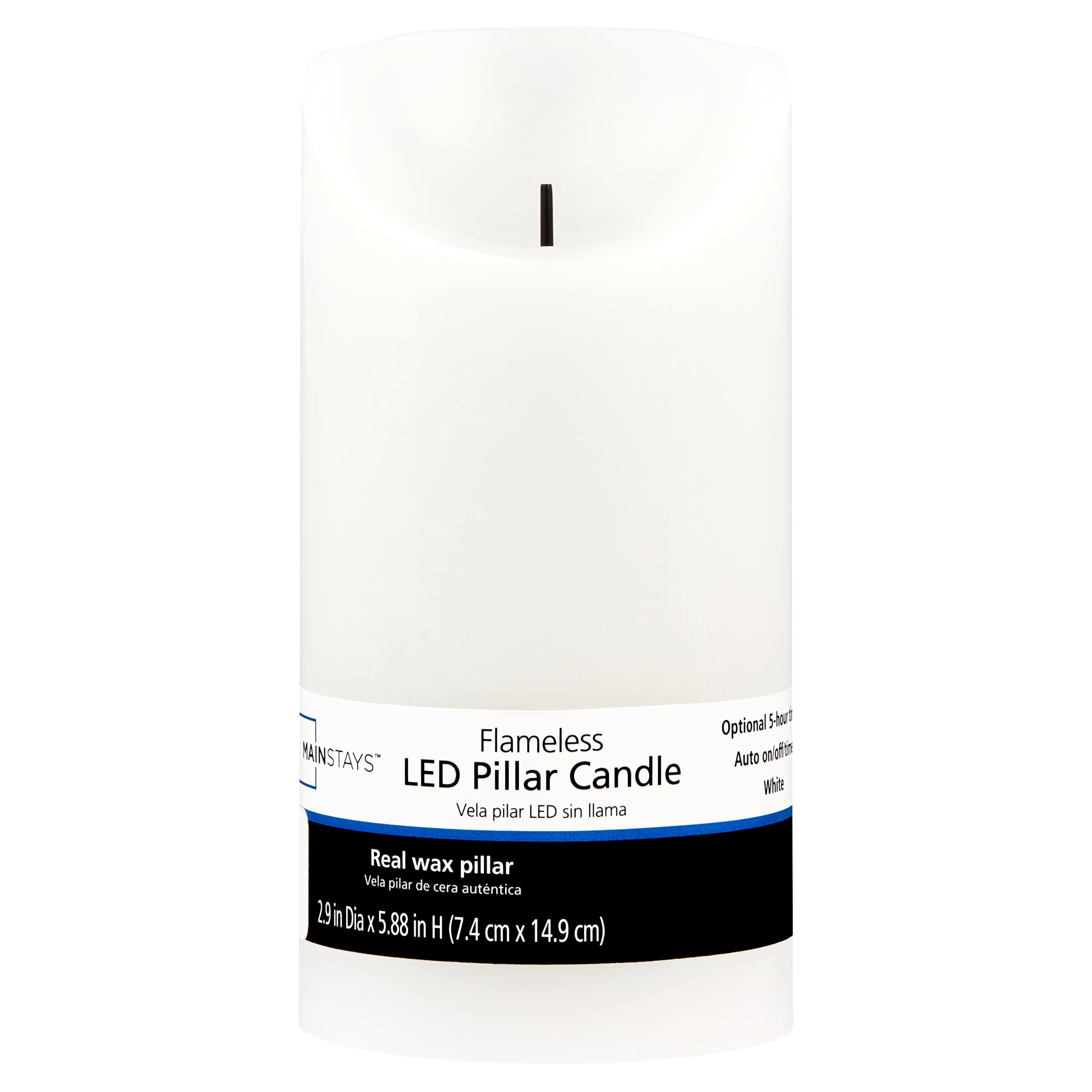 (2 pack) Mainstays Unscented Flameless LED Pillar Candle, White Body, 3 x 6 in