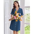 thumbnail image 3 of Ekouaer Nightgowns for Women Button Down Sleep Shirts Short Sleeve Nightshirt Classic Pajama Dress Soft Sleepwear, 3 of 6