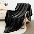 thumbnail image 3 of Whale Flotilla Extra Large Fleece Throw Blanket 50x70 Inch, Super Plush and Soft 300GSM Blankets for All Season, Fluffy and Lightweight, Black, 3 of 7
