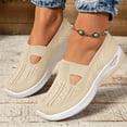 thumbnail image 2 of Rokment Women's Orthopedic Wedge Walking Shoes Comfortable Lightweight Knit Arch Support Platform Non Slip Work Nursing Flat Tennis Golf Sneakers Fall Beige Size 6, 2 of 4
