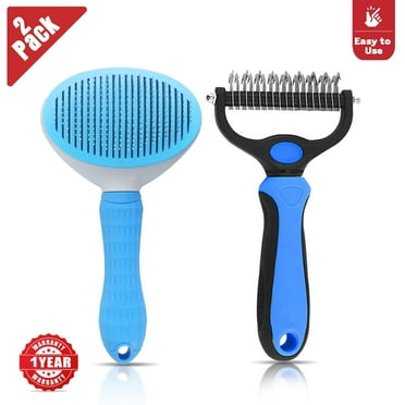 Pet Grooming Rake, Self-Cleaning Dematting Pin Slicker Comb Brush, Deshedding Tool for Dogs and Cats