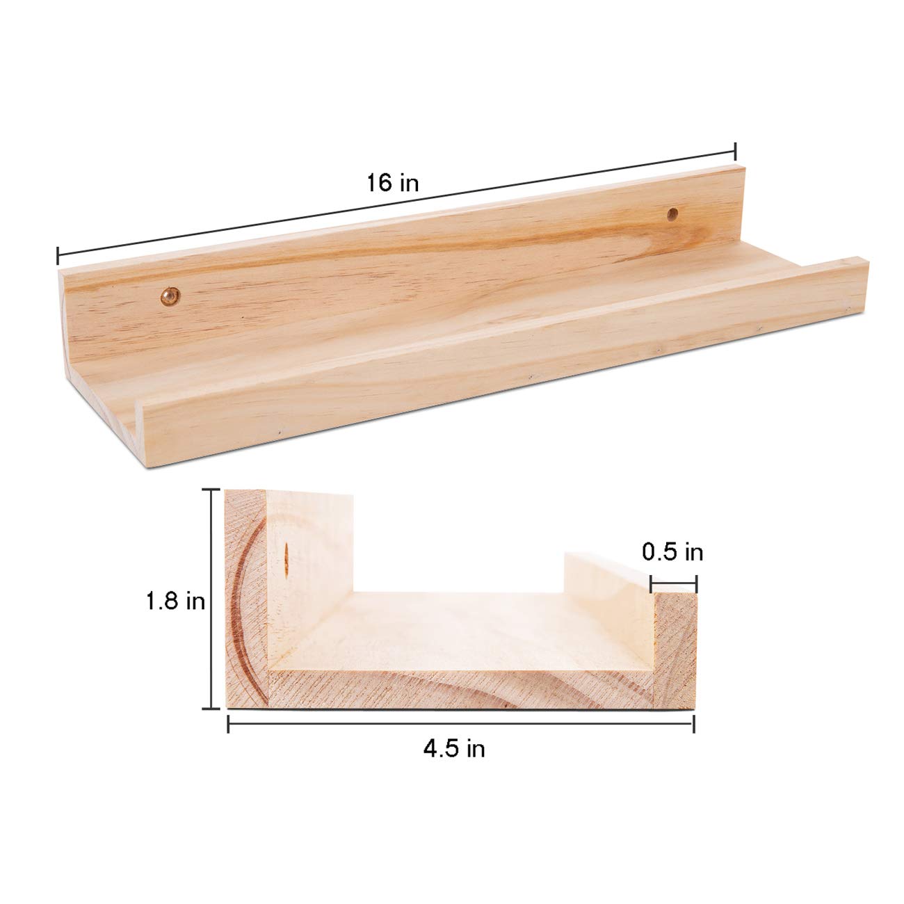 Picture Ledge Shelf  Small Floating Shelves Set Of 2 16 Inches Book For Storage Bookshelf Wall Mounted Living Room Bedroom Decor Books Photo Frames