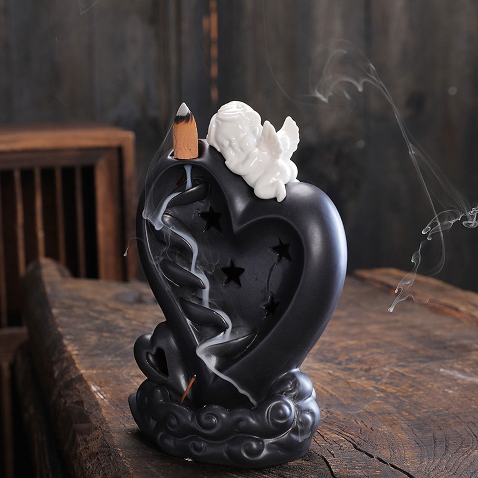 Modern Ceramic Backflow Incense Holder Countertop Angel Backflow Incense Holder for Living Room, Bedroom