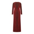 thumbnail image 3 of Yuemengxuan Plus Size Women One Piece Dress, Sexy Deep V Neck Long Dress Waist Belt Long Sleeve, 3 of 8