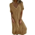 thumbnail image 1 of Robes à Col en V pour Femmes, Polyester Ample pour Usage Quotidien et Fêtes, 1 of 4