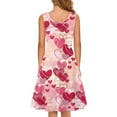 thumbnail image 3 of Renewold Valentine's Day Tank Dress for Women Pink Hearts Sleeveless Dresses Casual A-Line Dress with Pockets Skin Friendly High Waistline Sundress Size 4XL, 3 of 6