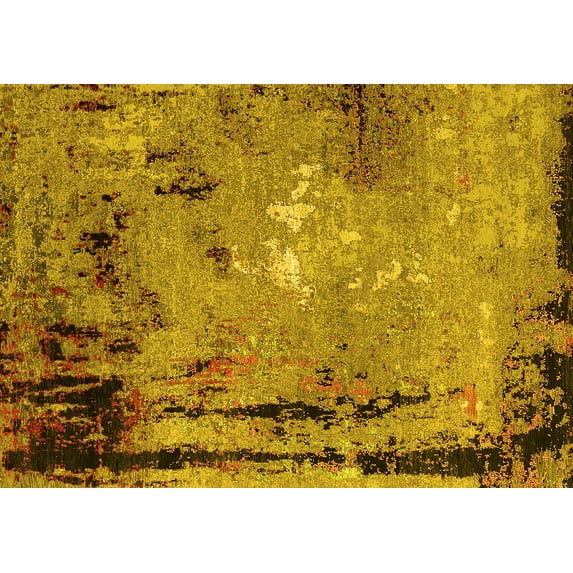 Ahgly Company Machine Washable Indoor Rectangle Oriental Yellow Industrial Area Rugs, 4' x 6'