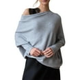 thumbnail image 1 of Youkk Off Shoulder Draped Jumpers Soft And Cozy Fall Sweaters For Women Easy To Clean And Care Polyester Grey, 1 of 6