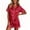 Red, variant on Satin Pajama Set for Women Solid Color Short Sleeve Nightwear Shirts with Matching Shotrts Button Down Pajamas Two Piece Silk Pj for Women Green M