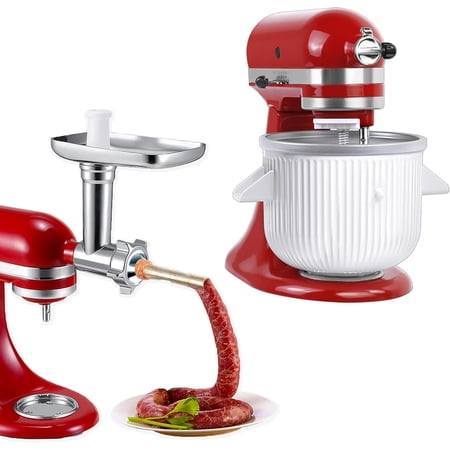 Metal Grinder Attachment & Ice Cream Maker Attachment for KitchenAid