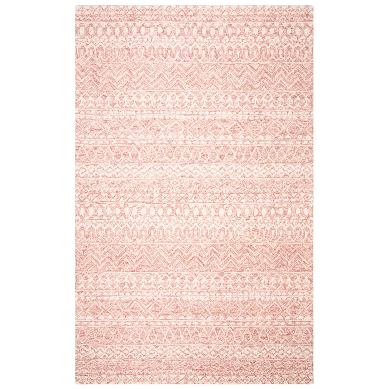 SAFAVIEH Micro-Loop Daithi Geometric Aztec Wool Area Rug, Pink/Ivory, 8' x 10'