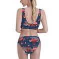 thumbnail image 3 of Daiia Fire Truck 1 printed 2 piece Swimsuit Bikinis for Women High Waisted Racerback Bathing Suits Summer Tummy Control Scoop Neck Swimwear-Large, 3 of 8
