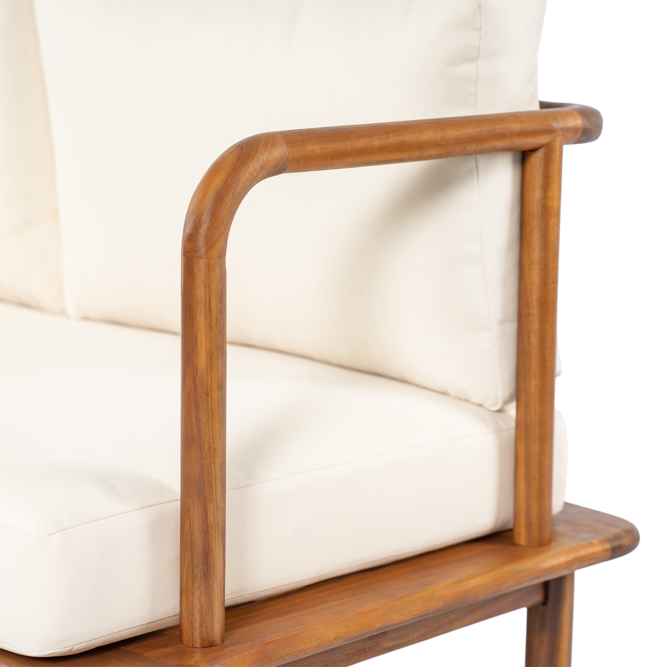Christopher Knight Home Outdoor Loveseat with Coffee Table Set, Patio Chat Set with Cream Cushions