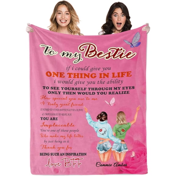 LHSHID StellarStyle Best Friends Birthday Gifts for Women Personalized Blanket with Photo Custom Best Friend Blanket Friendship Gifts for Women Friends BFF Unique Besties Gifts 30x40in