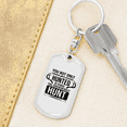 thumbnail image 6 of Hunted Hunt Hunter'S Keychain Stainless Steel or 18k Gold Dog Tag Keyring, 6 of 10