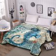 thumbnail image 2 of Ocean Fuzzy Flannel Throw Blankets, Soft Blankets and Throws, Daughter Mom Friend Gift Sea Horse Print Decorative Throw Blankets for Couch, 50"X60", 2 of 6