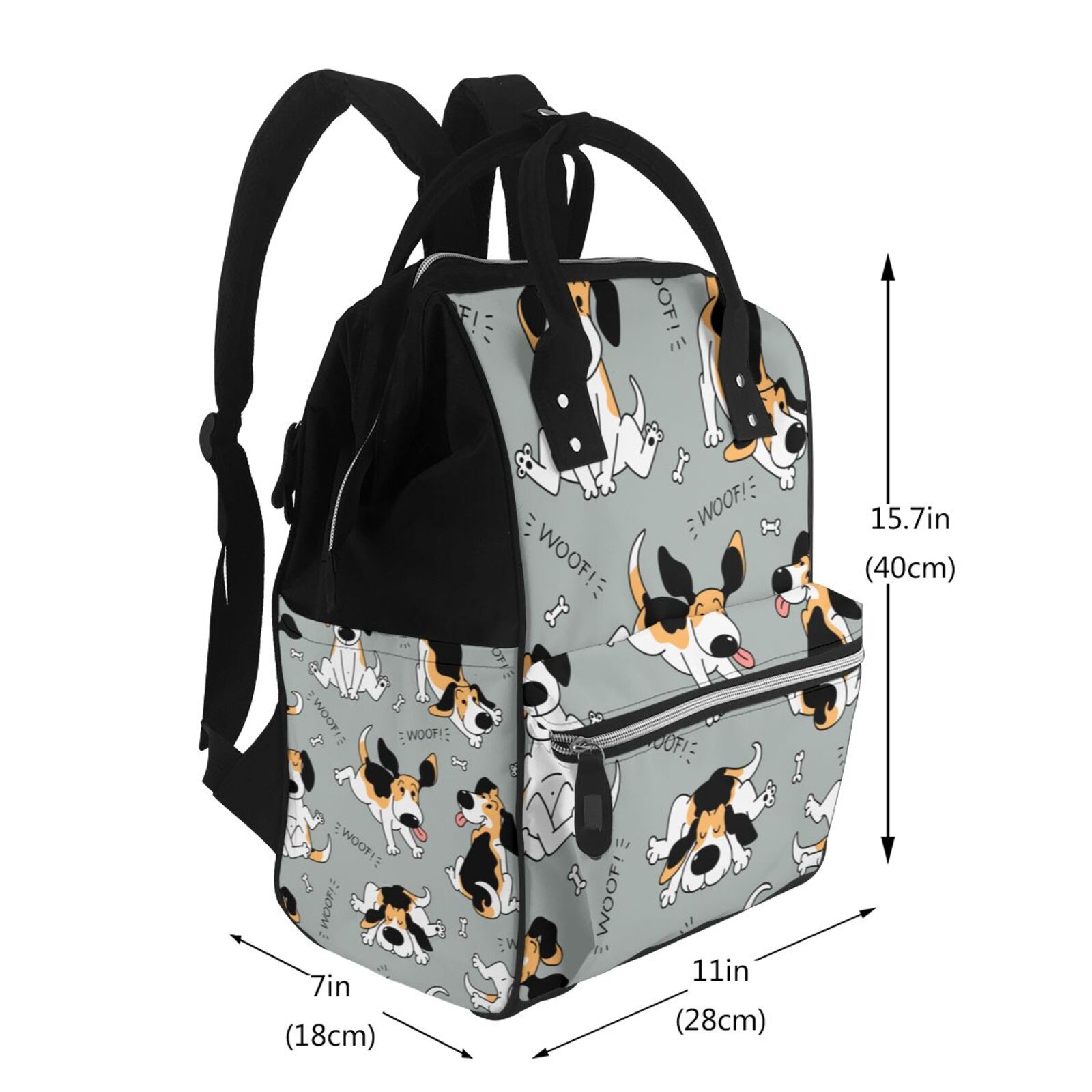 Fuzoiu Funny Beagle Active Dog Print Diaper Bag Backpack,Baby Essentials Travel Tote,Multi function Waterproof Diaper Bag, Travel Essentials Baby Bag - Unisex