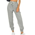 thumbnail image 2 of Fartey Solid Color Sweatpants for Women 2025 Fall Fleece Elastic High Waisted Jogger Pants Soft Comfy Drawstring Cinch Bottom Sweatpant with Pockets Gray M, 2 of 9