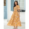thumbnail image 2 of DARING DIVA Short Flutter Sleeve Smocked Flowy Maxi Dres S Yellow, 2 of 6