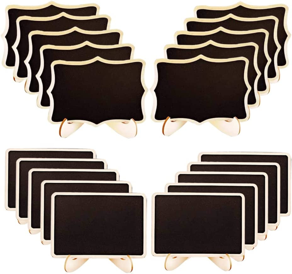 Mini Chalkboard Signs, 20 Pack Small Wooden Tabletop Chalkboard Sign