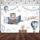 thumbnail image 1 of Fondo de oso para baby shower para niño, fondo para fotografía de baby shower, globos, nubes, avión azul, temática de aventura, decoraciones para fiesta de baby shower, pancarta para fotos, 1 of 4