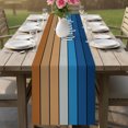 thumbnail image 6 of Table Runners 70 Inches Long Dress Scarves, Blue Brown Wooden Grain Farmhouse Coffee/Dining/Kitchen Table Decor, Holiday Table Runner, Farmhouse Gradient Wood Stripes 13x70 Inch, 6 of 9