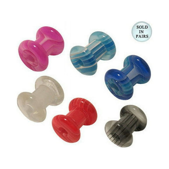 Bouchons d'Oreilles en Acrylique UV à Rayures, Calibre 2 - 6 Couleurs Disponibles