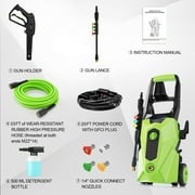 5000PSI Electric Pressure Washer,2025 New Power Washer with 33FT Resistant Extension Pressure Washer Hose, 4 Nozzles, Professional Powerwashers for Home/Car(Green)