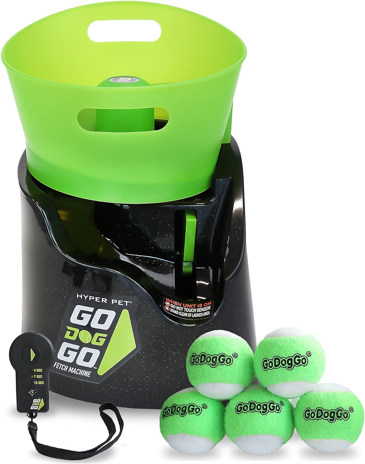 Hyper Pet GoDogGo Fetch Machine Dog Ball Launcher & Automatic Ball Launcher for Dogs With 5 Medium 2.5" Balls for Dogs 20-60 lb