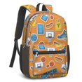 thumbnail image 2 of Basketball and Trophy Orange Pattern 17" School Backpacks for Teens,Waterproof Oxford Fabric,S-Shape Padded Straps for School,Travel,Hiking,Camping, 2 of 6