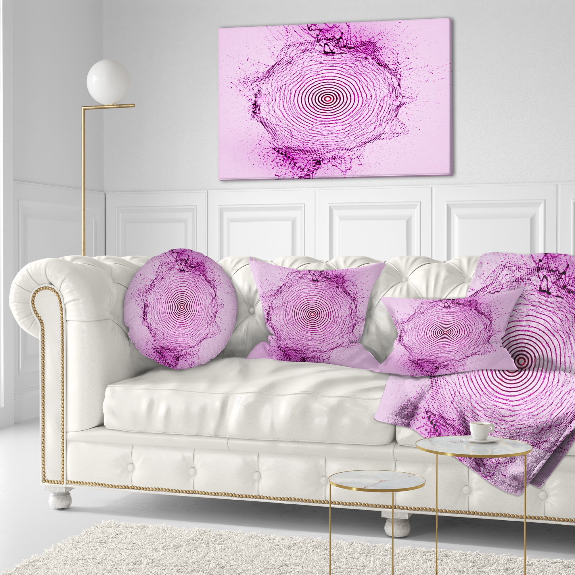 Designart Purple 3D Shape Splashes - Abstract Throw Pillow - 12x20