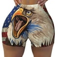 thumbnail image 2 of Gukieu Eagle With USA Flags Print Women's Sports Shorts, Elastic Waist High Stretch Running Yoga Gym Sweatpants-Medium, 2 of 8