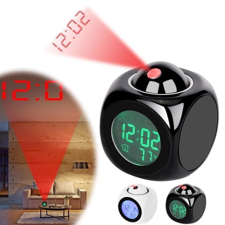 Creative LCD Projection Alarm Clock - Digital LED Laser Display, Voice Report Time, 3.54 x 4.13
