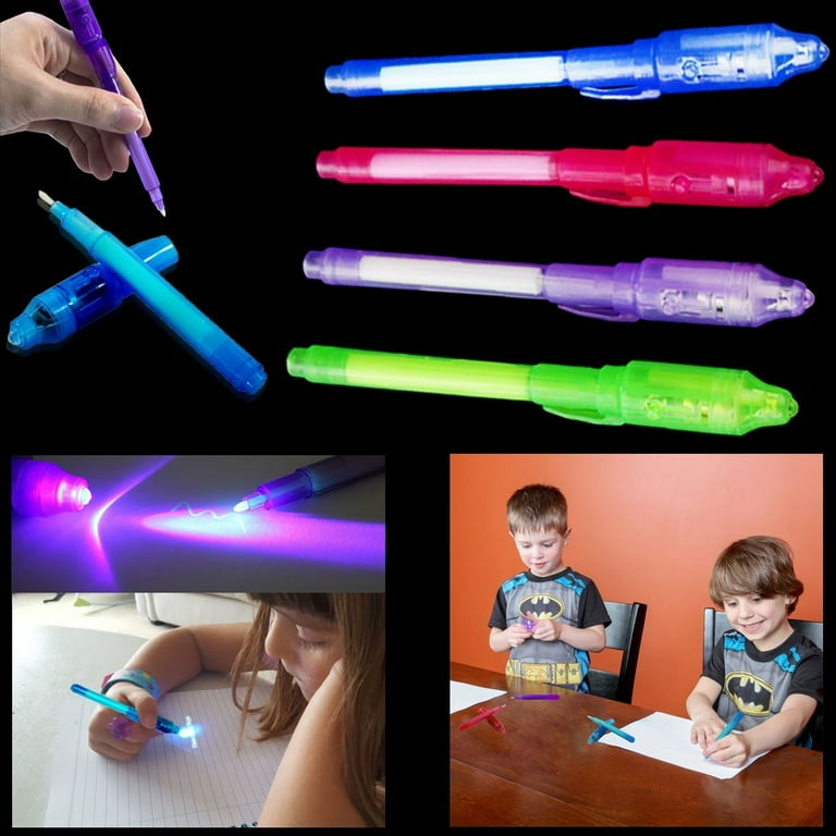 Dazzling Toys Invisible Ink Pen Built in UV Light Pack of 4