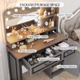 thumbnail image 5 of Vanity Desk with Lighted Mirror, 39.4 inch Vintage Makeup Table with Power Outlet, Bedroom Vanity Dressing Table with Adjustable Lights & 2 Drawers, Gifts for Teen Girls Women, Grey, 5 of 18