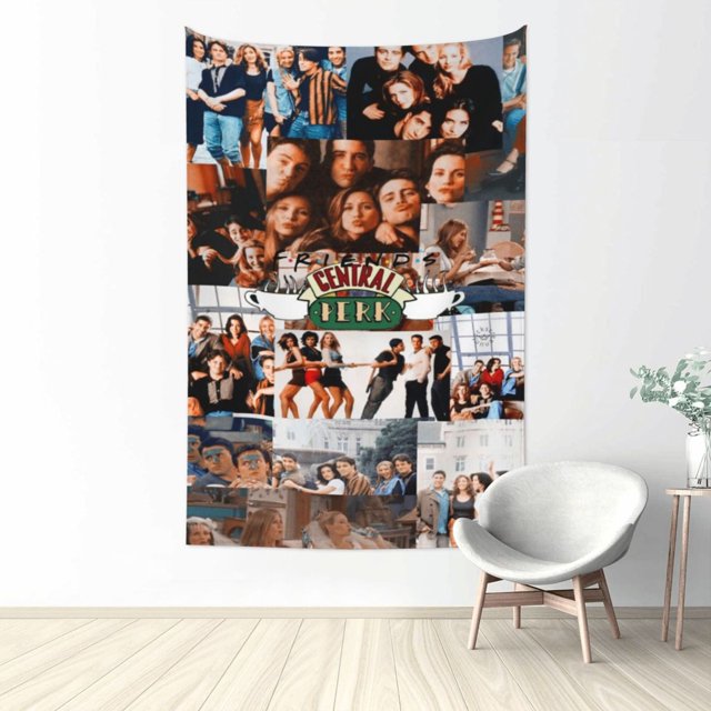 Tapiz de amigos para dormitorio, estampado artístico para colgar en la pared, pósteres estéticos, tapices de fondo para sala de estar, dormitorio, regalo para fanáticos, 60 x 40 pulgadas