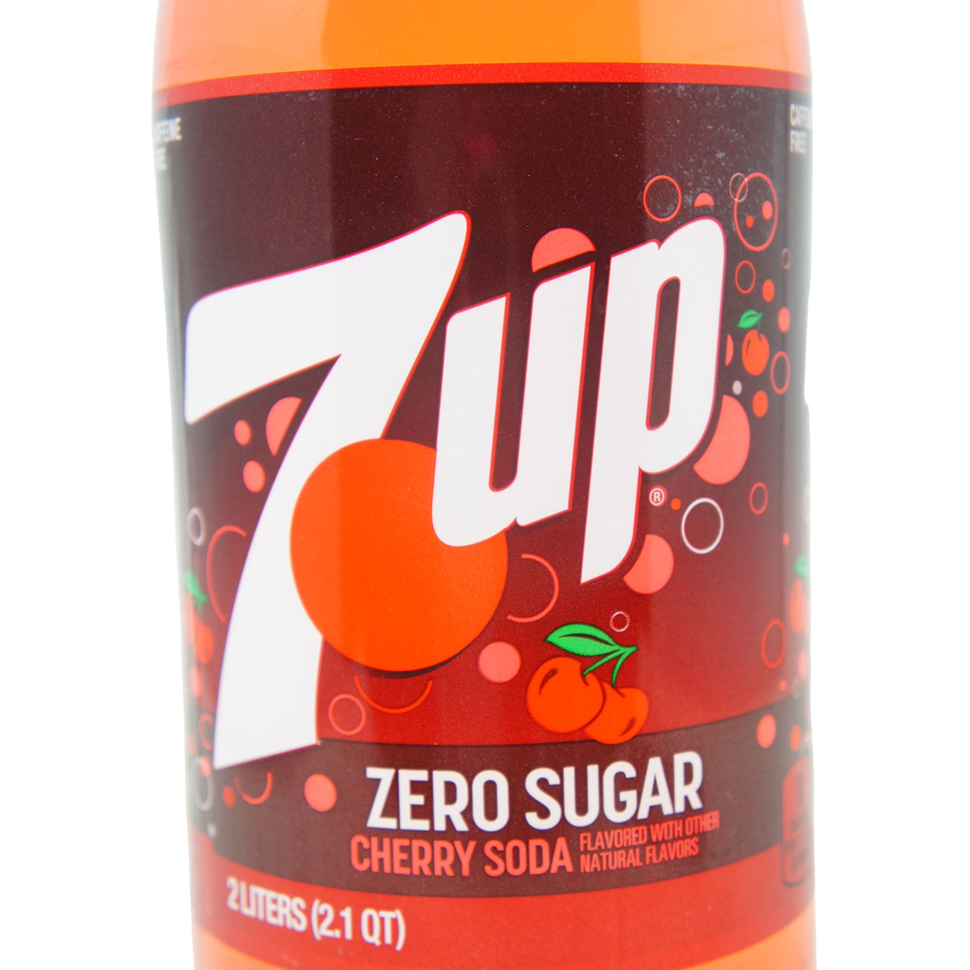 7UP Caffeine Free Zero Sugar Cherry Soda Pop, 2 L, Bottle (2 Pack)