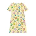 thumbnail image 3 of Girls Easter Dress Easter Funny Bunny Rabbit Graphic Short Sleeve Round Neck Stretchy Dress Dance Skirt Multicolor 9-10 Years, 3 of 4