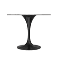 thumbnail image 5 of LeisureMod Verve Mid-Century Modern Dining Table with a 36" Round Sintered Stone Tabletop and Black Steel Pedestal Base for Kitchen and Dining Room, White, 5 of 11