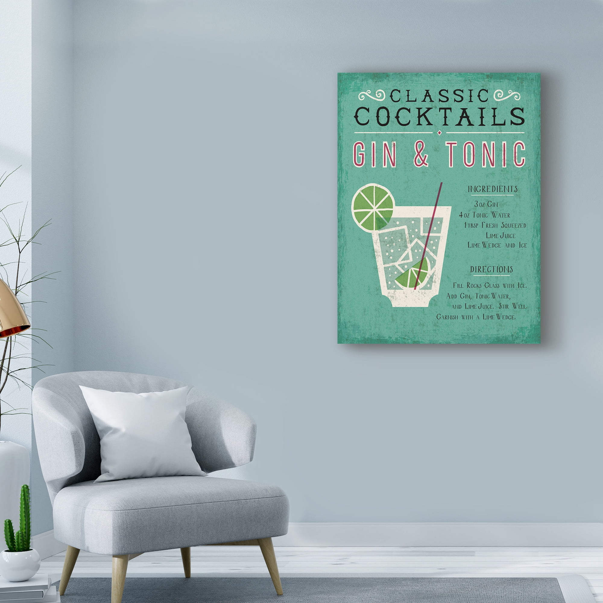 Trademark Fine Art 'Classic Cocktail Gin and Tonic' Canvas Art by Michael Mullan