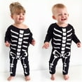 thumbnail image 2 of WERYOUNG Girls Boys Onesie Casual Skeleton Printed Long Sleeve Round Neck Halloween Jumpsuit Leisure Halloween Party One-Pieces,Black,0-3 Months, 2 of 8