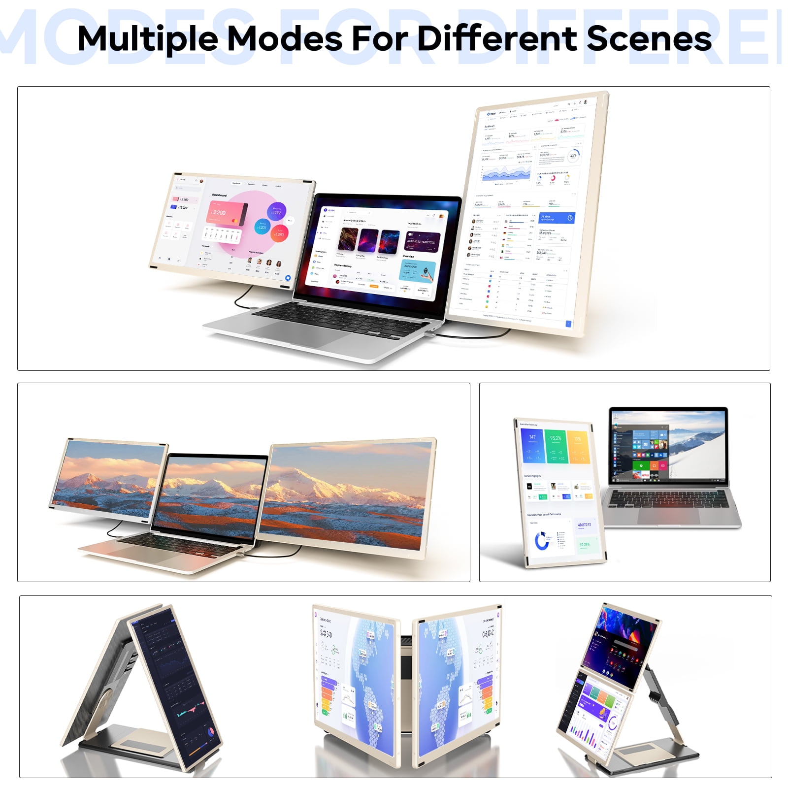 Zynity 15.6" Laptop Screen Extender, 1080P FHD Triple Portable Laptop Monitor Extender,Detachable Screen Travel Monitor for 13"-17.3" Laptops (Mac/Wins/Chrome/Dex)