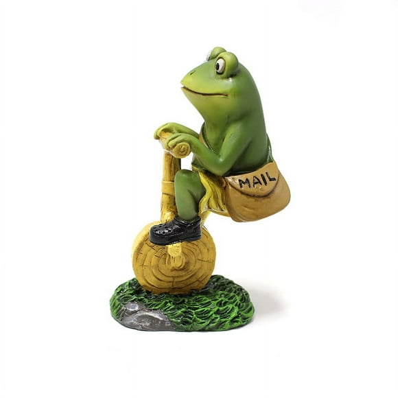 Escultura de rana para decoración de jardín, cartero de resina, 12 cm